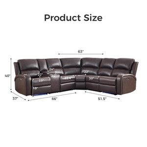Power Reclining Sectional Sofa with LED Light & Storage Console
