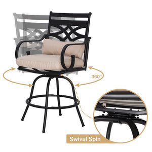 5-Piece Outdoor Counter Height Patio Bar Set with Swivel Stools