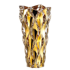 Gold Crystal Glass Flower Vase – 12 Inch Handmade European Design
