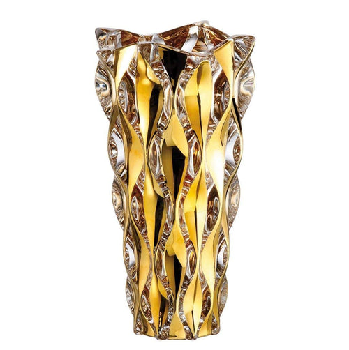 Gold Crystal Glass Flower Vase – 12 Inch Handmade European Design