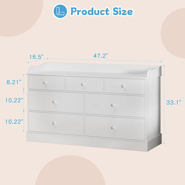 Kids Dresser with 7 Drawers & Large Tabletop