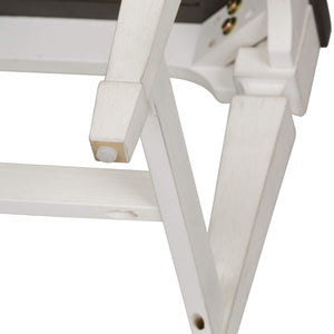 Wood Seat Dining Bench – White with Charcoal Top
