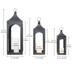 Metal Lanterns Set of 3 with LED Candles – Indoor & Outdoor Candle Holders