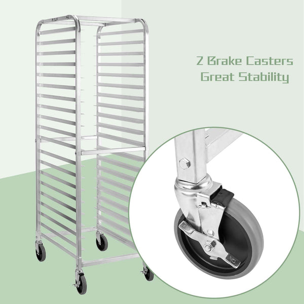 20-Tier Aluminum Bun Pan Rack with Wheels