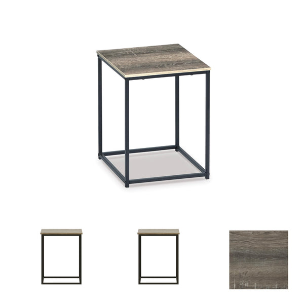 3-Piece Coffee & End Table Set – Round Top, Metal Frame, Wood Grain