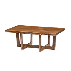 Live Edge Solid Acacia Wood Coffee Table with Natural Finish