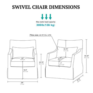 Skirted Swivel Accent Chair with Lumbar Pillow