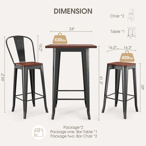 3-Piece Bar Table and Chairs Set
