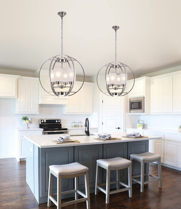 4-Light Globe Chandelier with Frosted Glass Shades