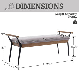 Upholstered Entryway Bench with Metal Legs