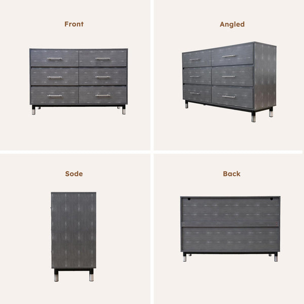 Grey 6-Drawer Dresser with Wide Storage