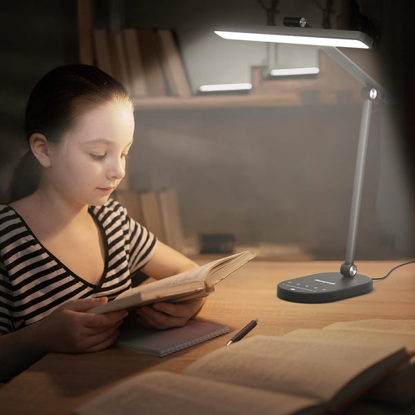 Full-Spectrum LED Desk Lamp with Auto-Dimming, 60-Min Timer & 4-Axis Adjustable Arm