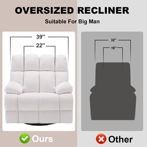 Oversized 360° Swivel Glider Recliner Chair