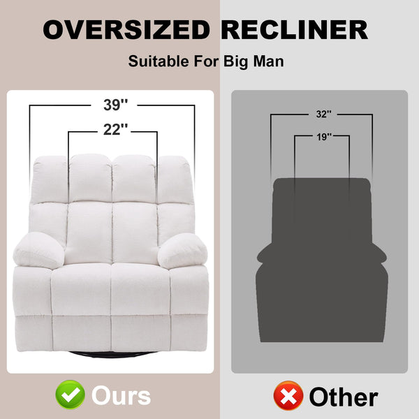 Oversized 360° Swivel Glider Recliner Chair