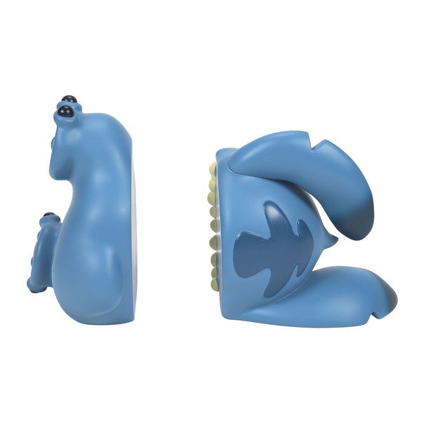 Stitch Biting Bookends – Stone Resin, 9.25 Inch, Blue