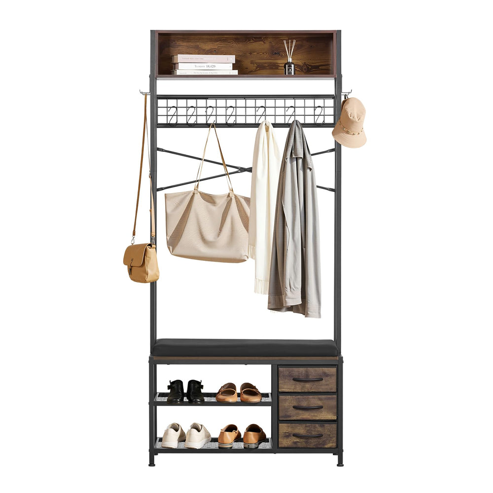 Hall Tree with Bench & Shoe Storage