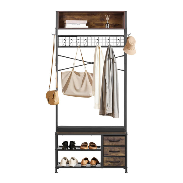 Hall Tree with Bench & Shoe Storage