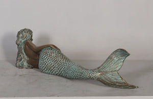 Lying Mermaid Sculpture – Bronze Finish