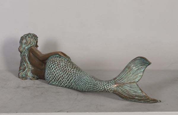 Lying Mermaid Sculpture – Bronze Finish
