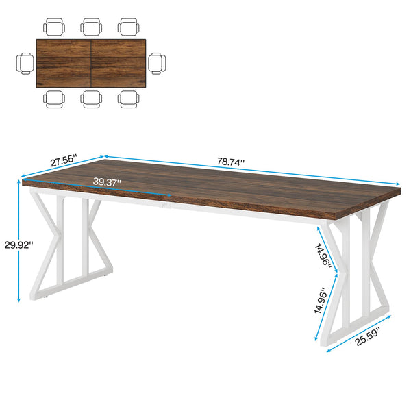 Farmhouse Dining Table 78.7-Inch for 6-8 People