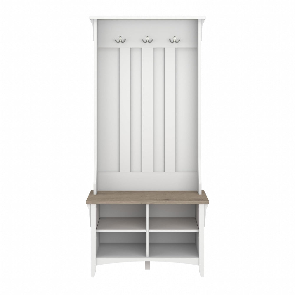 Mission Style Hall Tree with Shoe Storage Bench – 31.73"W x 15.75"D x 68.12"H