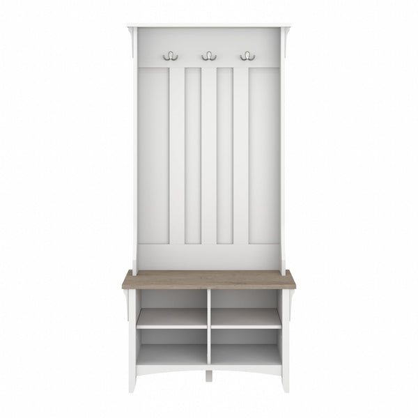 Mission Style Hall Tree with Shoe Storage Bench – 31.73"W x 15.75"D x 68.12"H