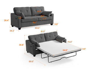 Corduroy Pull-Out Sleeper Sofa Bed