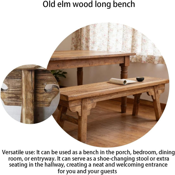 Rustic Solid Wood Narrow Indoor Bench