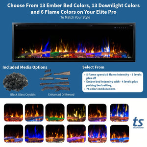 60" Smart Electric Fireplace – Wall Mount & Recessed