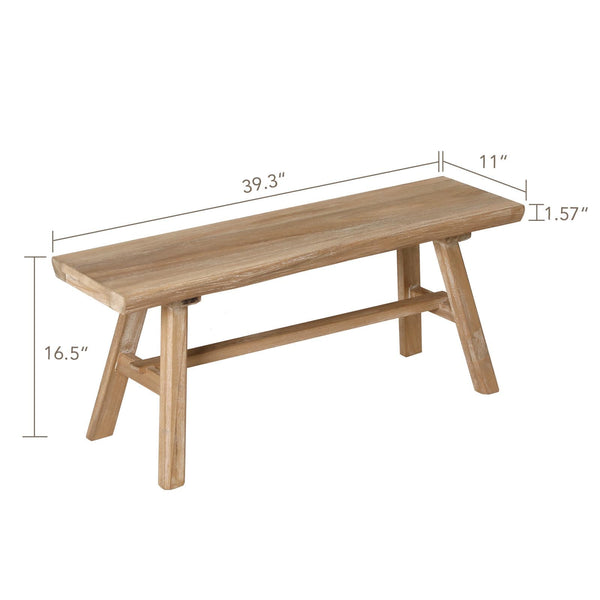 Rustic Solid Wood Farmhouse Bench – Indoor Dining & Entryway Seat