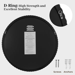 30" Round Wall Mirror with Rope Frame – Black