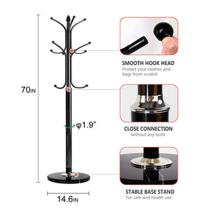 Metal Coat Rack Stand with Marble Base