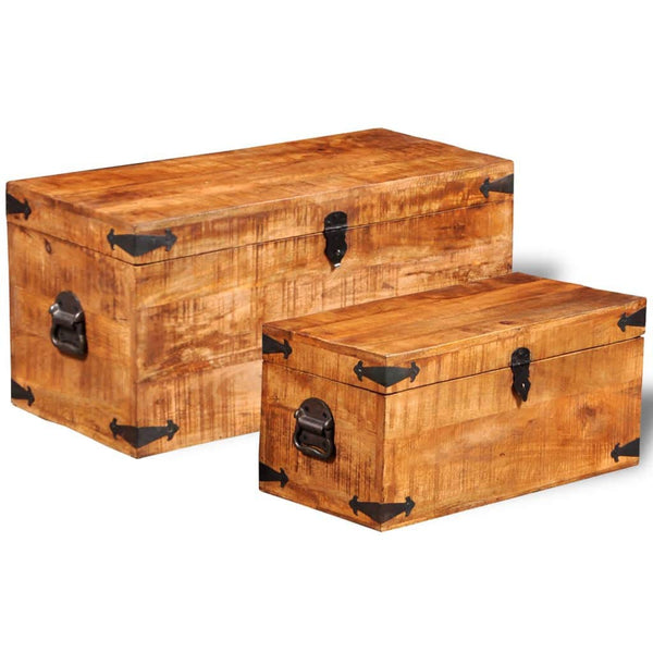 Mango Wood Storage Chest Set of 2