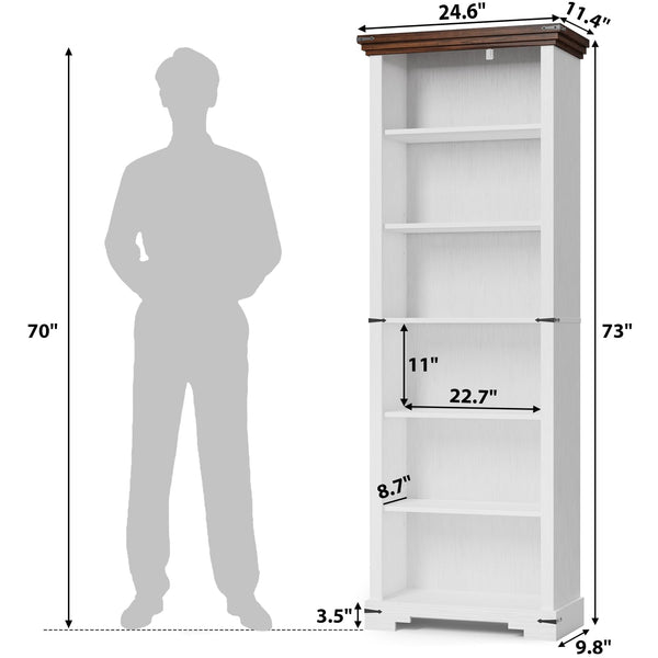 6-Tier Tall Bookshelf with Adjustable Shelves