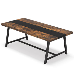 Large Rectangular Dining Table – Metal Frame, Seats 6–8