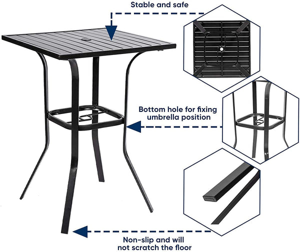 Outdoor Bar Height Bistro Table with Umbrella Hole