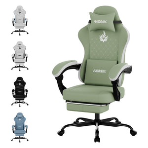 Ergonomic Gaming Chair with Massage & Footrest