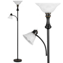 71" Arc Floor Lamp with Frosted Glass Shade & Adjustable Reading Light