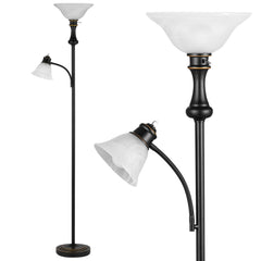 71" Arc Floor Lamp with Frosted Glass Shade & Adjustable Reading Light