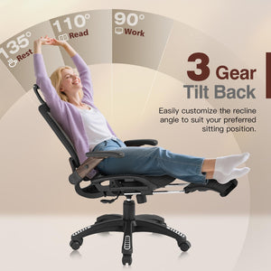 Ergonomic Office Chair with Footrest & Reclining High Back Mesh
