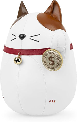 Lucky Cat Decorative Bookend – Synthetic Leather Animal Figurine