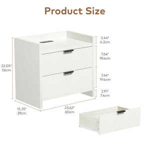 Nightstand with 2 Drawers & Charging Station