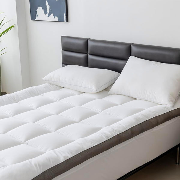 2-Inch Cooling Cotton Mattress Topper with Down Alternative Fill & No-Slip Design