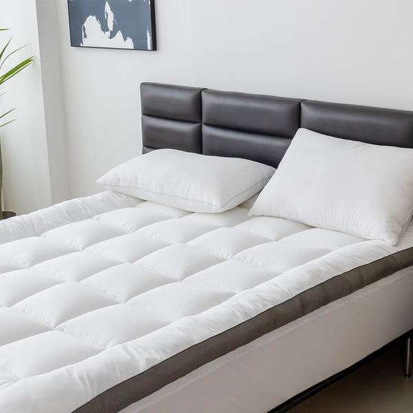 2-Inch Cooling Cotton Mattress Topper with Down Alternative Fill & No-Slip Design