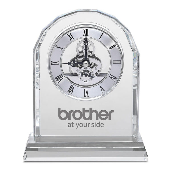 Crystal Desk Clock with Arched Top & Laser Engraving