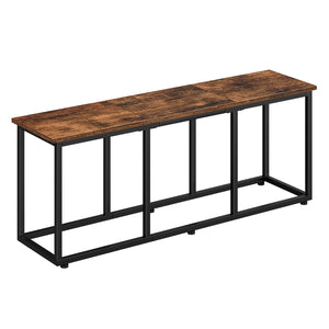 Industrial Dining Bench 47-Inch | Metal Frame | Rustic Brown & Black