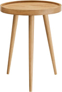 Round Wood Side Table with Tray Top