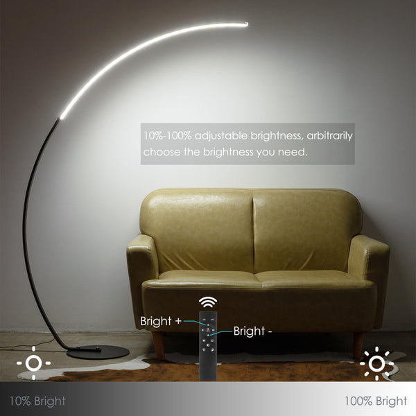 Arc Floor Lamp with Remote Control – Dimmable LED Standing Lamp