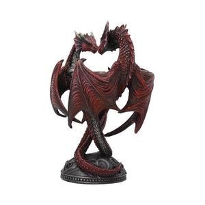 Dragon Heart Candle Holder — Hand-Painted Resin, Red, 23cm