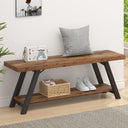 Entryway Storage Bench – Wood & Metal Shoe Bench